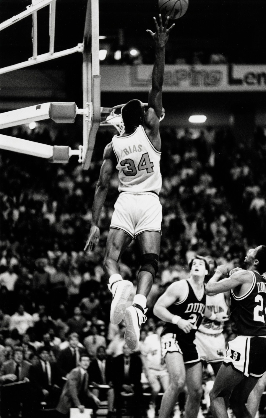 Len Bias jumps for a dunk against Duke, January 1985